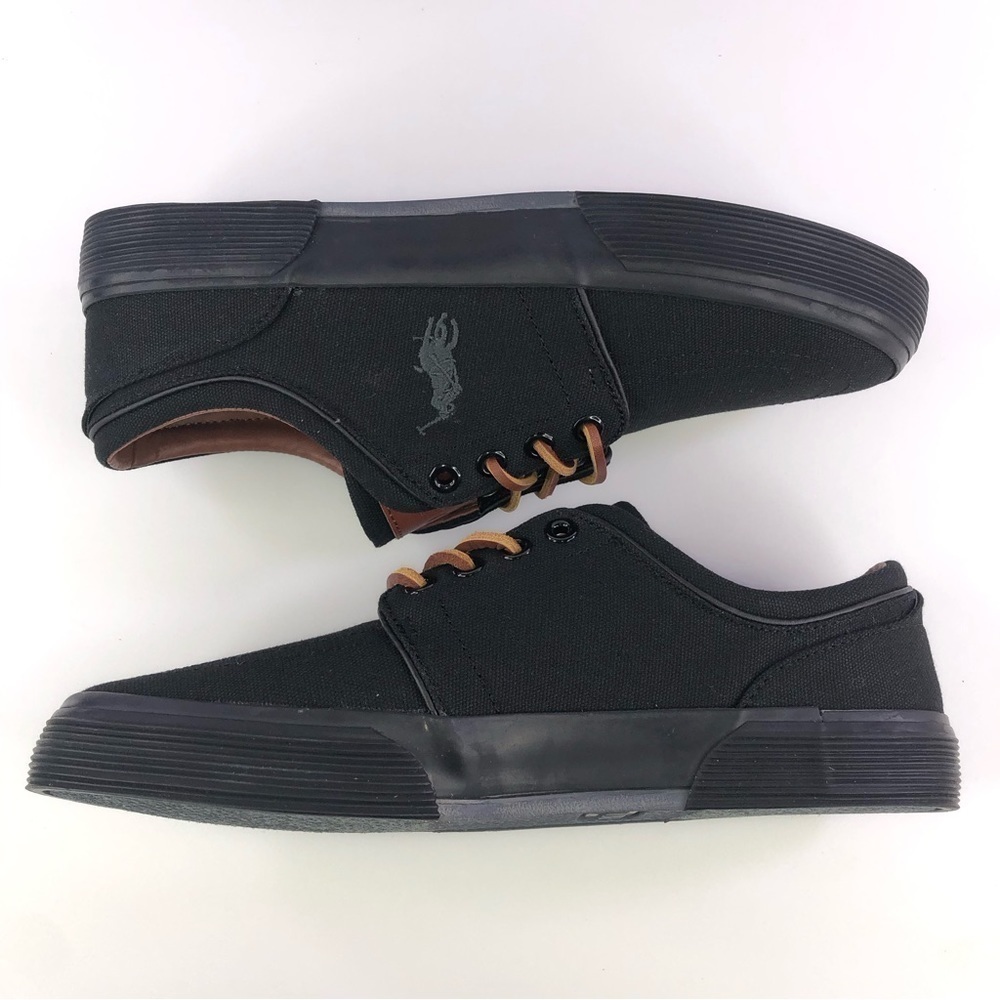 POLO Ralph Lauren Canvas Faxon Low-Top Sneakers Men's Shoes 8 D  Black - Picture 4 of 9